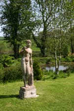 Sculpture by the garden pond